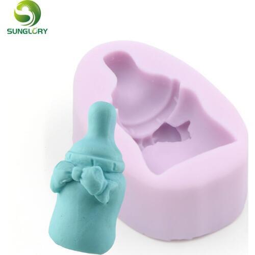 Candy Jello 3D Baby Milk Bottle Bib Silicone Mold For Cake Decorations Moldes De Silicona Gum Paste Sugar Craft Fondant Mold