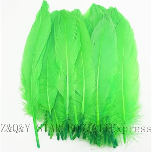 50-200 natural goose feathers 15-20CM dyed fruit green DIY craft jewelry clothing feathers