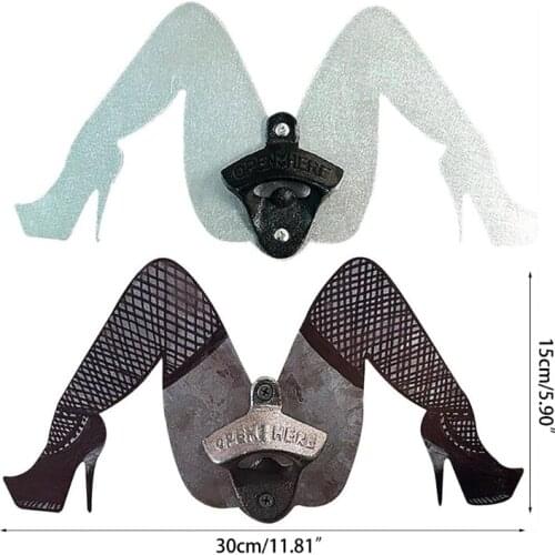 667A Funny Legs Vintage Wall Mounted Bottle Opener Anti-Rust Durable Beer Bottle Opener Easy to Install Glass Bottle Can Lid