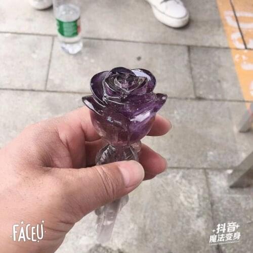 AAA+ 1PC Natural Amethyst Rose Handcarved Quartz Crystal Healing