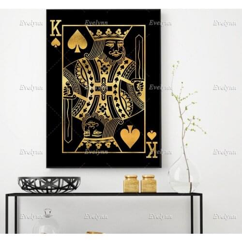 Abstract Modern Home Decor King Of Spade Oil Painting Poster and Print on Canvas Wall Art Picture for Living Room Floating Frame