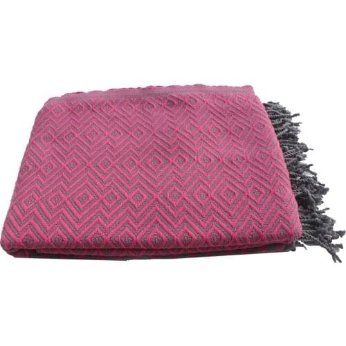 Diamond Design Peshtemal, Bright Color, 100% Cotton, Decorative Throw Blanket, Beach Towel, Shawl, bright Pink