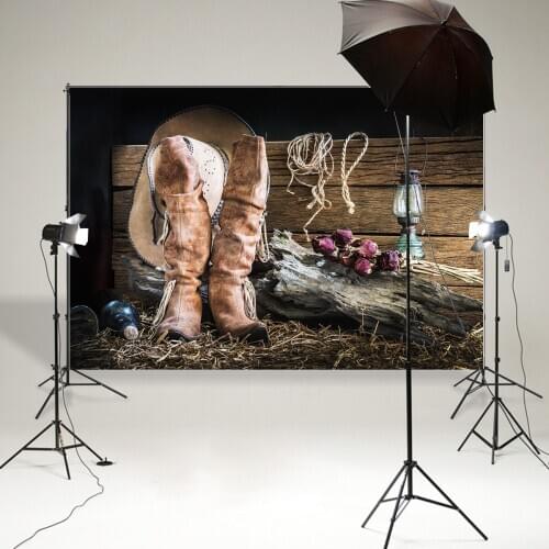 BEIPOTO Wild west boots background photo booth props photography backdrops Portrait photographic studio props Retro vinyl B-866