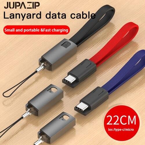 Key Chain Lany Micro USB Type C Lighting Line Fast Charging Cable For Iphone12 Samsung S10 A51 Charger Cord Short Cabel Charge