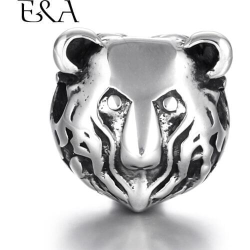 Stainless Steel Beads Bear Head 2.5mm Hole Animal Charms for Beaded Chain Bracelet Supplies Handmade DIY Jewelry Making Findings