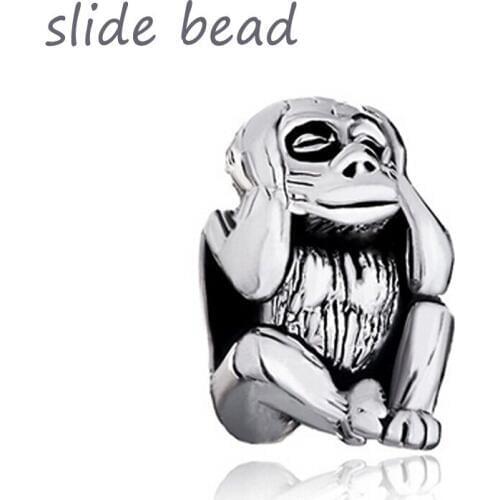 Gorilla charm beads cover the ears. Suitable for Pandora bracelets and beads for jewelry making