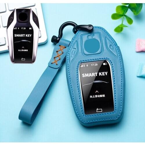 Car Key Cover Key Covers Ring Case Leather For BMW 7 Series I12 730 740 750 760 G11 G12 G20 6 Series GT 5 Series 530i X3 Display