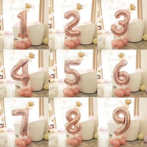 1 Year Birthday Decor Rose Gold Foil Number Balloon Figures Number Ballons Helium Decor 1st Birthday Party Decor Kids Adult Girl