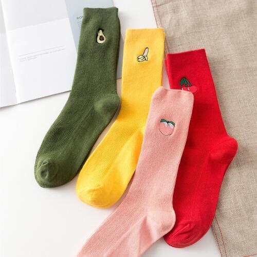 DOIAESKVE 2 Pairs/lot Women Socks Happy Womens Socks Meias Retro Embroidery Long Colorful Funny Socks Women Girls Socks