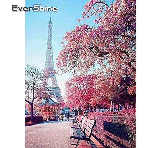 EverShine 5D DIY Diamond Painting Landscape Cross Stitch Diamond Embroidery Tower Picture Rhinestones Mosaic Art Kits Home Decor