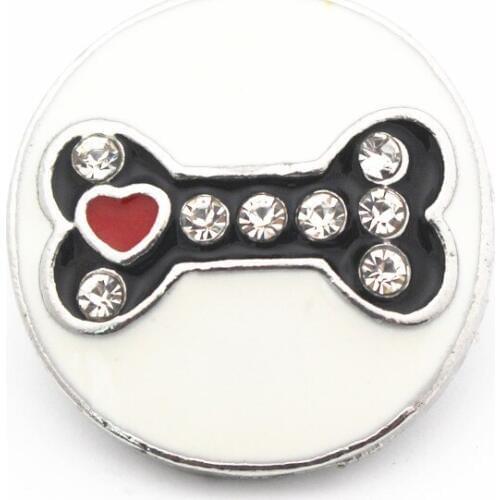 Hot selling 20/lot The dogs favorite Crystal Bone Snap Buttons 18mm/20mm Snap Jewelry fit Snap Bracelet Bangle Necklaces
