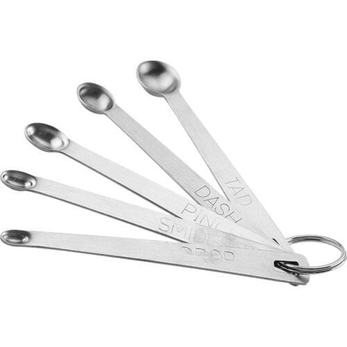 Mini Measuring Spoon Durable Cooking Tools Kitchen Gadgets Tableware Accessories Stainless Steel Portable 5Pcs