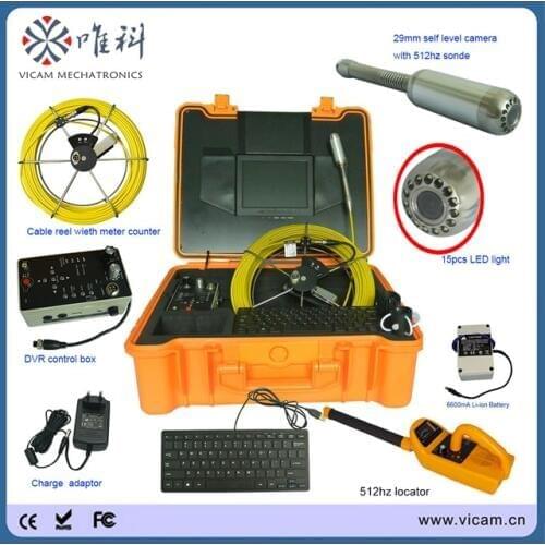 50m cable 29mm self-levelling duct pipeline sewer video inspection camera with 512Hz transmitter and receiver V8-1288TC