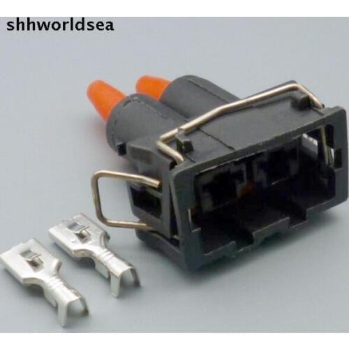 Shhworldsea 4/10/50/100sets 2 pin way 6.3MM auto snails horn female connector plug car horn socket cable wire connector for vw