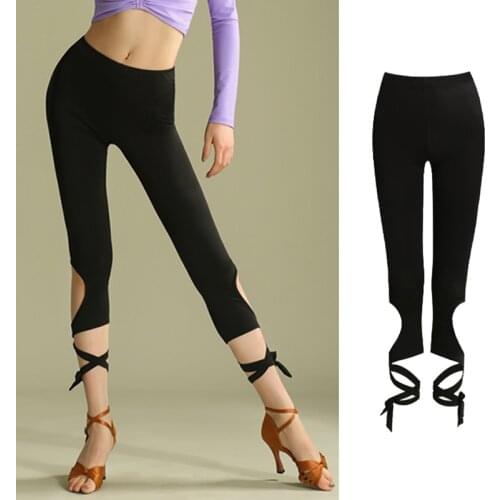 Latin Dance Costume Bandage Pants Women Ballroom Practice Clothing Samba Cha Cha Tap Dance Clothes Black Trousers Wear BL5517
