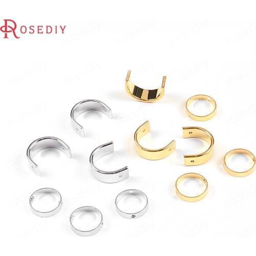10PCS 10MM 18MM 22MM 25MM 24K Gold Color Brass Round Shape Closed Rings Half Round Connector Rings Jewelry Earrings Accessories