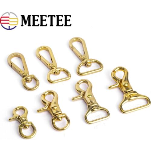 Meetee 2pcs 10/11/20/25mm Metal Brass Hook Buckle Bag Clasps Lobster Swivel Trigger Clips Dog Snap Buckles DIY Accessories AP528