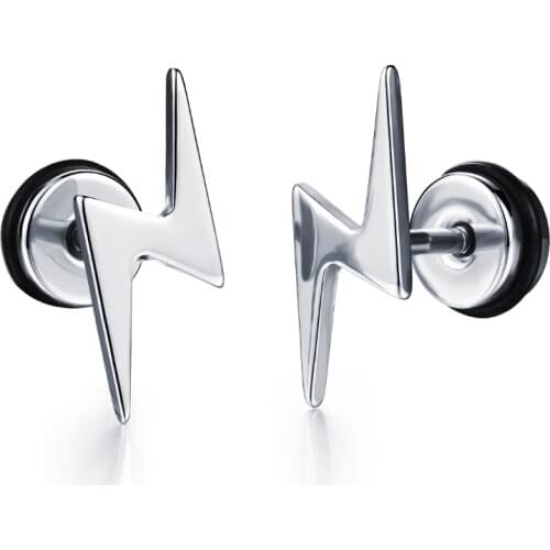FATE LOVE Earing for Men Punk Silver color Stainless Steel Boy Male Stud Earrings Charms Fashion Jewelry GE323