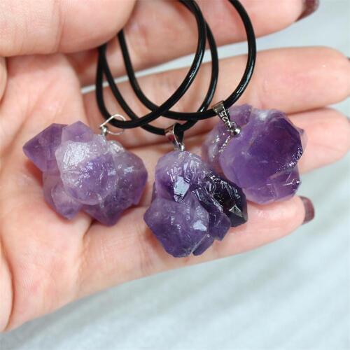 Natural Stone Pendant Necklace Amethysts Crystal Unique Rock Quartz Irregular Shape Fashion Jewelry For Women Gift