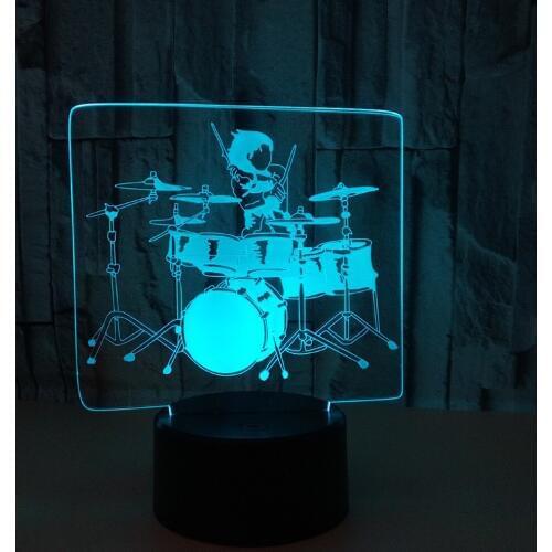 Frame Drum 3d Lamp Novelty Luminaria Led Usb 3d Light Fixtures Kids Room Remote Touch switch 7 color change Led Night Light
