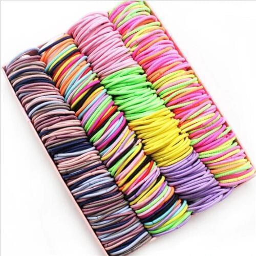 100pcs/lot 3CM Hair Accessories girls Rubber bands Scrunchy Elastic Hair Bands kids baby Headband decorations ties Gum for hair
