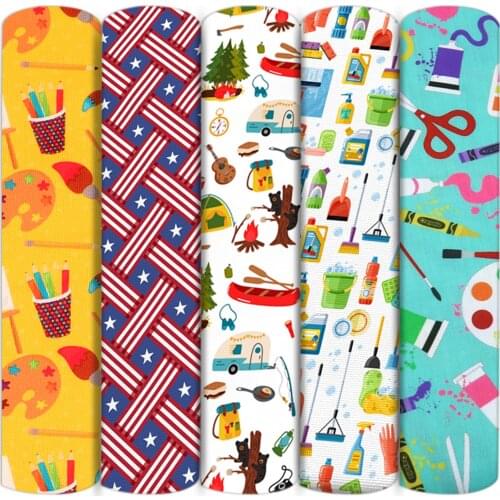 School Life Book Flower 100% Cotton Fabric Patchwork Sewing Quilting Needlework Material DIY Cloth,1Yc14120