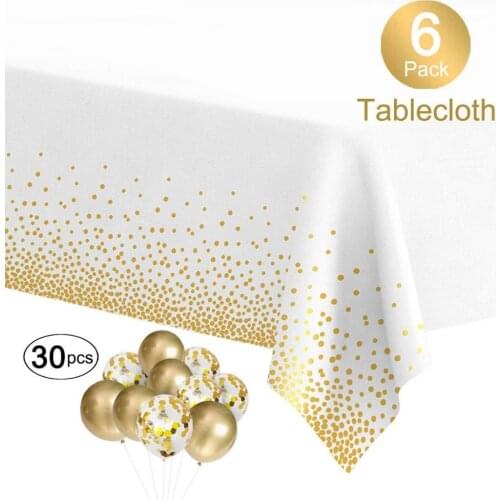 Gold dot Party Disposable Tablecloth 6packs 30pcs Rose gold confetti ballon one set Party Decoration Supplies