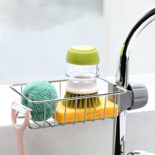 Stainless Steel Kitchen Sponge Holder Soap Dishwashing Liquid Drainer Rack Faucet Storage Rack Drain Basket For Bathroom Sink