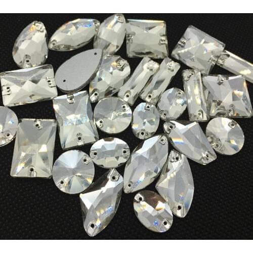 Mix Shapes Glass Crystal Sew on Rhinestones Flatback Crystal Clear Color Sew-on Stone Diy Dress Clothing Making