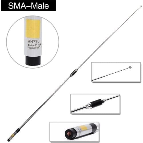 Harvest RH770 Telescopic SMA-Male Dual Band 144/430MHz High Gain Antenna For Baofeng TYT Wouxun Walkie Talkie Two Way Radio