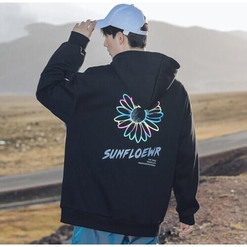 2020 Autumn Mens Thick Fleece Hoodies Hip Hop Reflective Pattern Hoodies Thick Velvet Fabrics Winter Hoodies Sweatshirt