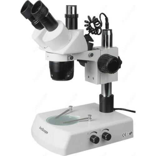 Trinocular Stereo Microscope--AmScope Supplies 10X-30X Trinocular Stereo Microscope with Top & Bottom Halogen Lights