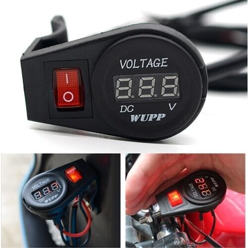 Universal 12V Motorcycle Digital LED Voltmeter Voltage Meter On Off Switch