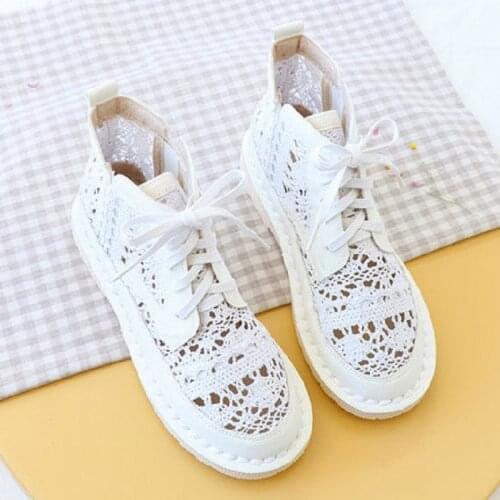 2019 summer lace openwork casual shoes handmade art womens shoes non-slip soft bottom cool boots