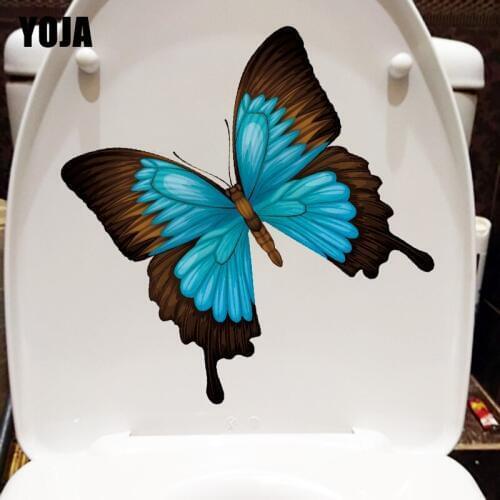 YOJA 21.2X21.8CM Dreamy Blue Butterfly Kids Room Wall Sticker Bathroom Toilet Decal Home Decor T1-2115