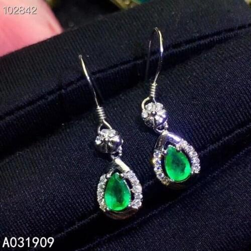 KJJEAXCMY boutique jewelry 925 sterling silver inlaid Natural Emerald ladies earrings support detection popular luxurious