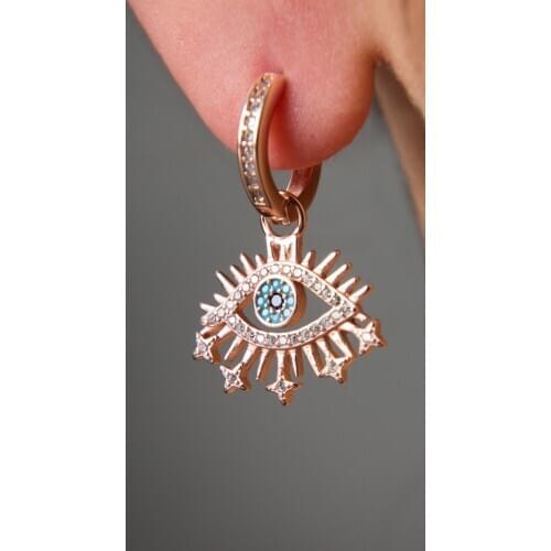 Women with Evil Eye Earrings Rose Plated 925 Sterling Silver Earrings Elegant Design Pleasing Appearance Wink Attractive Quality Product 2021 trend Style