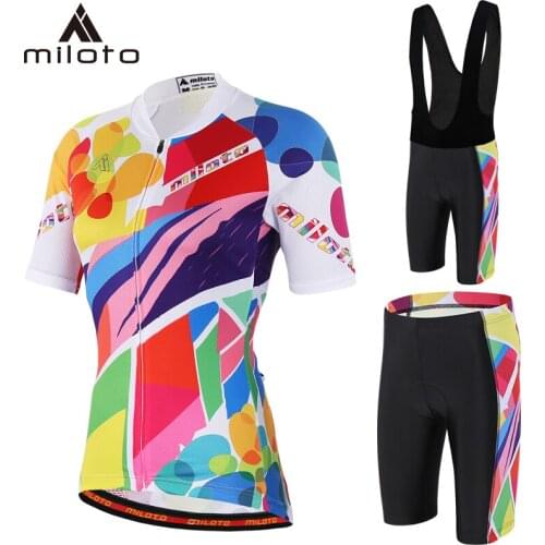 Miloto Womens Cycling Jersey Set Summer MTB Cycling Bicycle Clothing Quick-Dry Mountain Female Bike Clothes riding sport suits