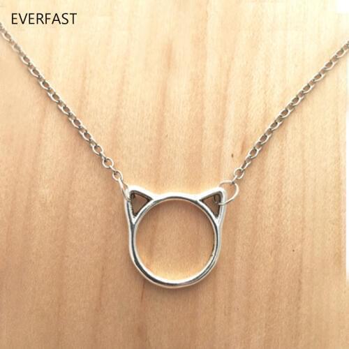 Everfast 1pc Cute Cat Frame Pendant Collar Necklaces Cat Jewelry For Women Girls Cats Lovers Anime Couple Love