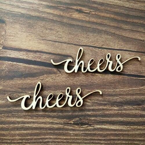 10pcs Laser Cut Wood Cheers Script Word Sign Wooden Words Sign Art Rustic Cursive Word Room Decoration Wall Hanging