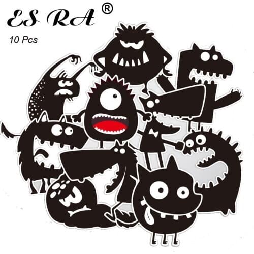 10 Pcs/Set (lot) Cartoon Waterproof PVC Stickers Sets Little Black Monster Sticker laptop Pitcher Bottle Luggage Diary Stick