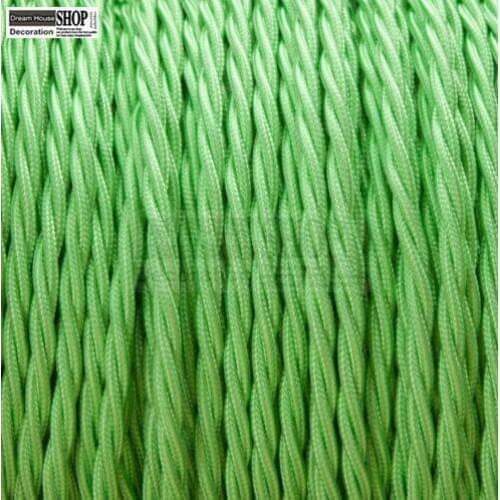 100meters*3 cores*0.75mm2 Free shipping grass color color vintage fabric cable textile pendant lamp power cord