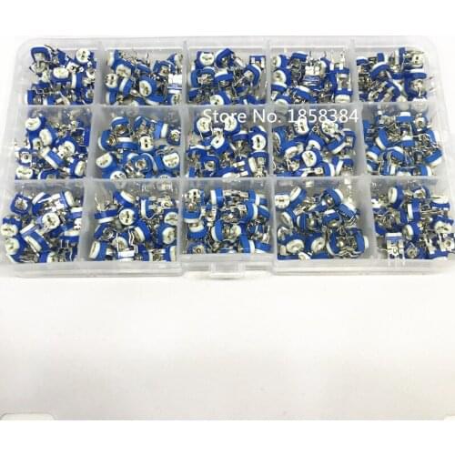 15 Values*Each 25pcs=375pcs/lot;RM065 Carbon Film Horizontal Trimpot potentiometer Assortment Kit ,Variable Resistor