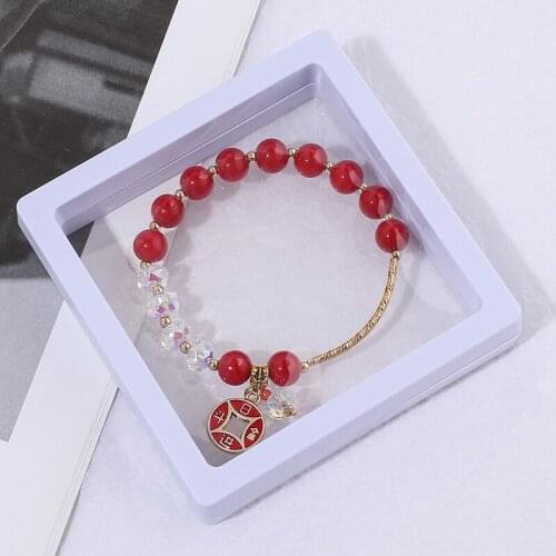 2021 New Korean Handmade Lucky Coin Bracelets & Bangles For Women Crystal Beads Charm Bracelets Female Jewelry Gifts