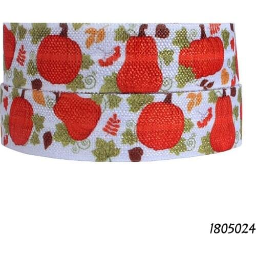 50 yards/lot) Free shipping autumn season elastic ribbon, wholesale pumpkin printed foe