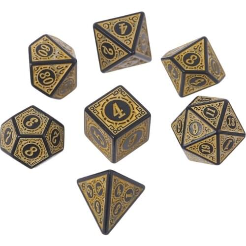 7Pcs/Pack Different Number of Faces Resin Dice Game Props Educational Toys with Box Children Multi-faceted Digital Dice D5QD