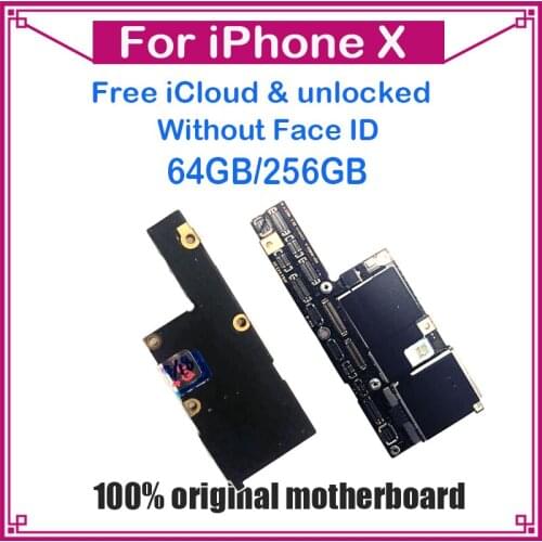 Free icloud for iphone x Motherboard 64GB/256G,With/No Face ID for iphone X 100% Original unlocked Logic boards with Full chips