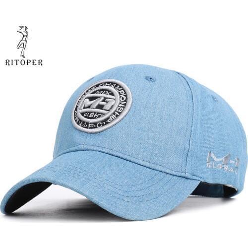 RITOPER Unisex Denim Vintage Baseball Caps Embroidery Letter Printing Cap Womens Hat Outdoor Baseball Cap For Male Children New