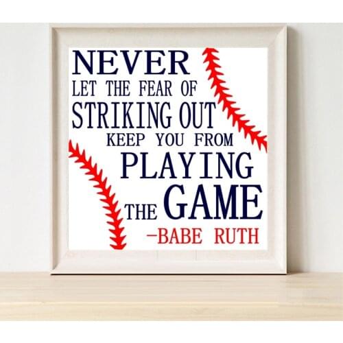 BASEBALL Babe Ruth Quote Canvas Painting Modern Minimalist Poster and Print Wall Art Picture Boys Room Home Decor