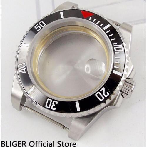 BLIGER 40mm fashion casual 316L stainless steel black ceramic bezel sapphire glass fit ETA 2836 movement mens watch case